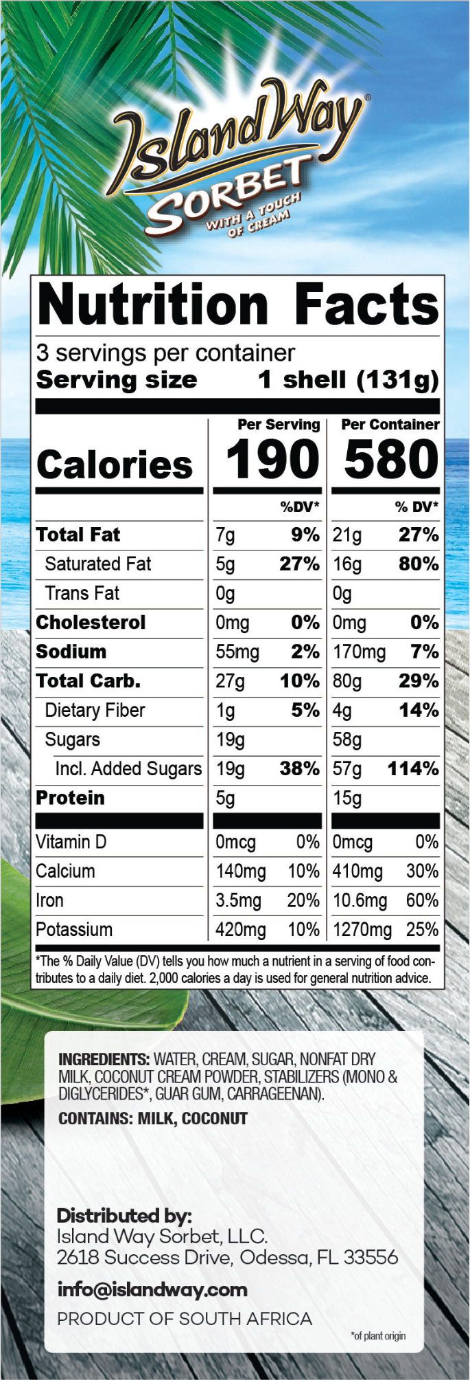 Island Way Sorbet:  Chocolate Coconut