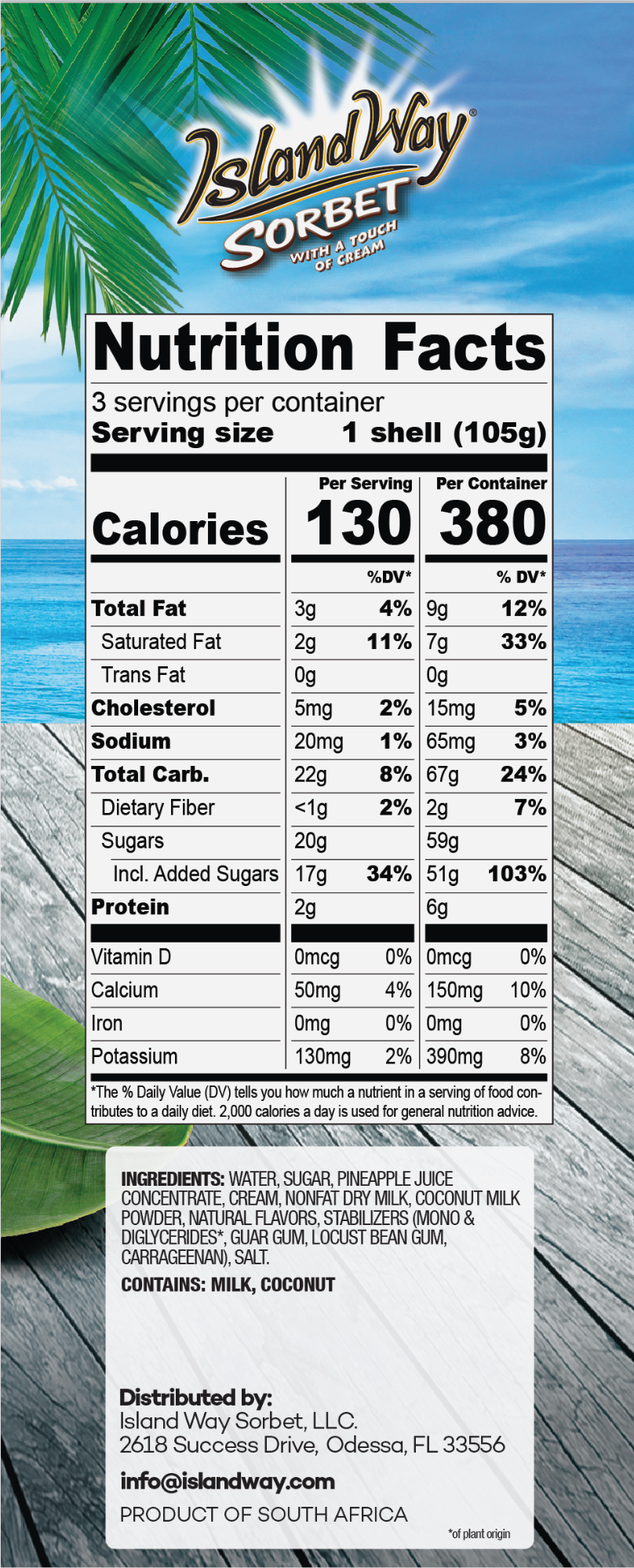 Island Way Sorbet:  Pina Colada