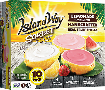 Island Way Sorbet:  Lemonade Variety 10-Pack